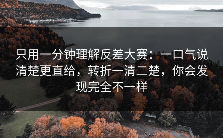 只用一分钟理解反差大赛：一口气说清楚更直给，转折一清二楚，你会发现完全不一样