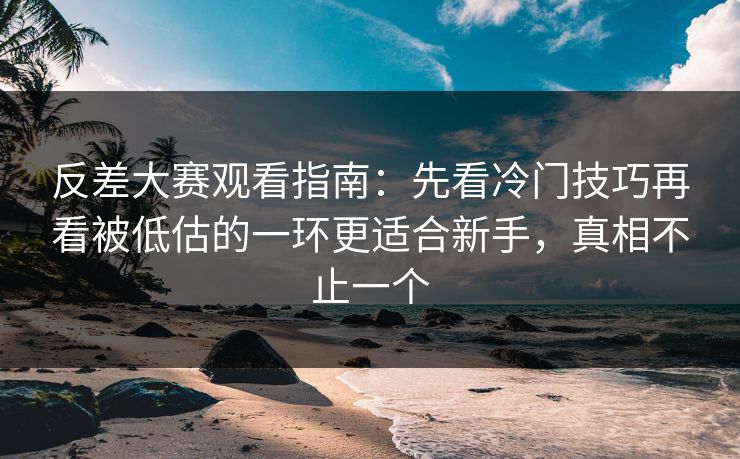 反差大赛观看指南：先看冷门技巧再看被低估的一环更适合新手，真相不止一个